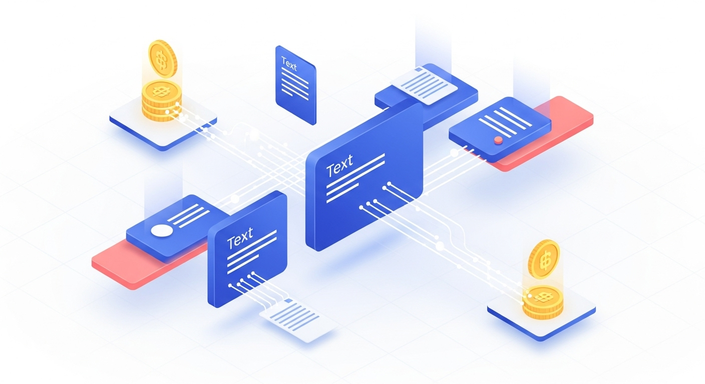 Content blocks flowing to payment nodes visualization